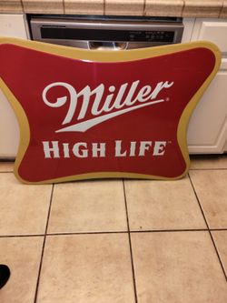2001 MILLER HIGH LIFE 39"x31" METAL BEER SIGN ~ EMBOSSED TIN