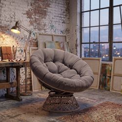 Papasan Outdoor & Indoor Chair - Brown Frame and Light Gray ( Smoky) Cushion