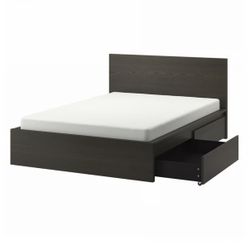 IKEA Malm Full Size Bed Frame With 2 Drawer Storage