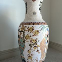 Satsuma Vase From Japan. Decorative Oriental Floor Vase. Height - 36”