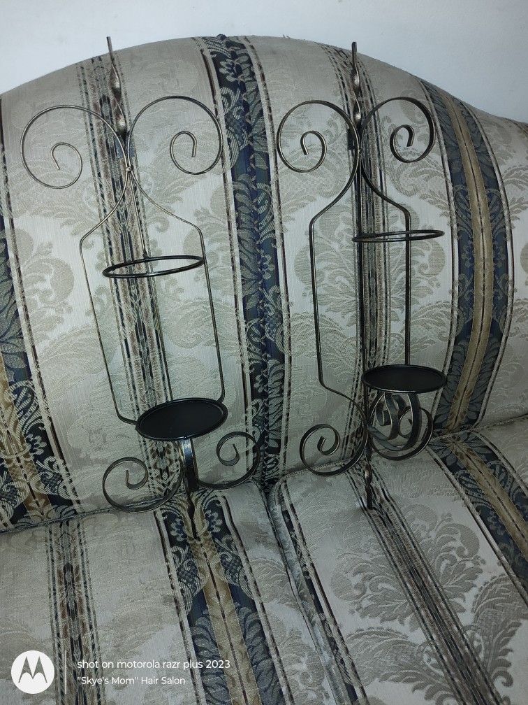 ANTIQUE Pair Of Cast Iron Wall Candle Holders Only $15 For Both!!!
