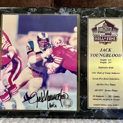 Jack Youngblood Engraved Autographed Plaque 