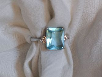 Mystic topaz amethyst and aquamarine ring