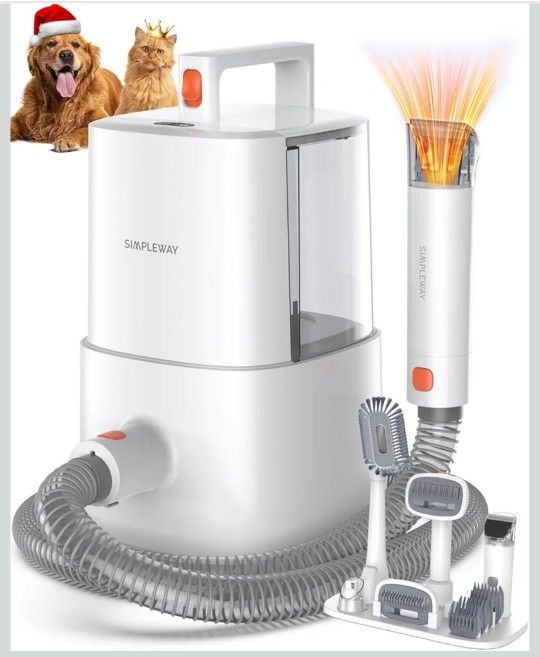 Dog Grooming Vacuum Kit Pet Hair Remover Quiet Suction Clippers Brush Set