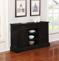 Brand New Antique Noir Console Server Cabinet