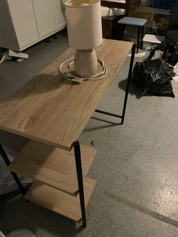 Narrow desk with two shelves