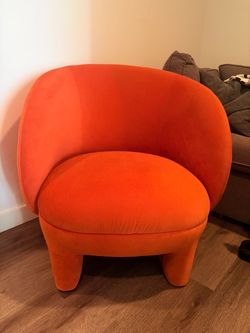 Orange Upholstered Barrel Accent Chair
