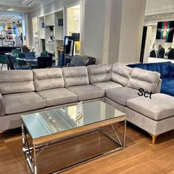 Brand New Vogue Silver Velvet Sectional 