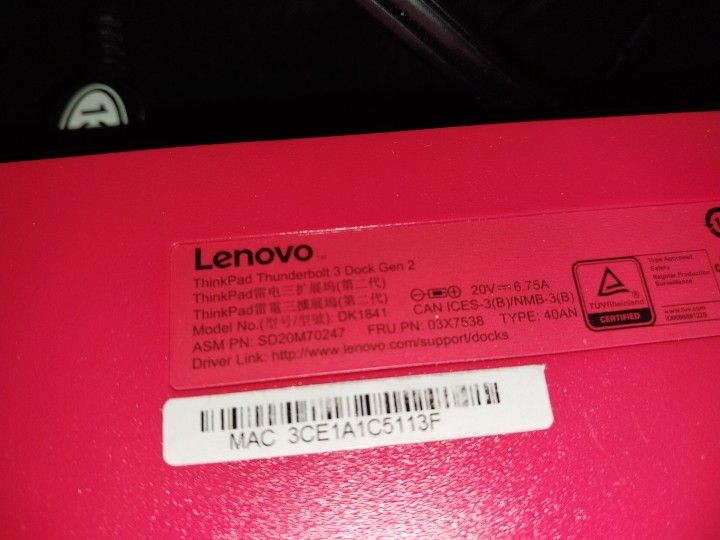 Lenovo Think Pad Thunderbolt 3 Dock Gen 2