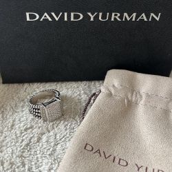 David Yurman Size 7 Wheaton® Ring in Sterling Silver with Pavé Diamonds 