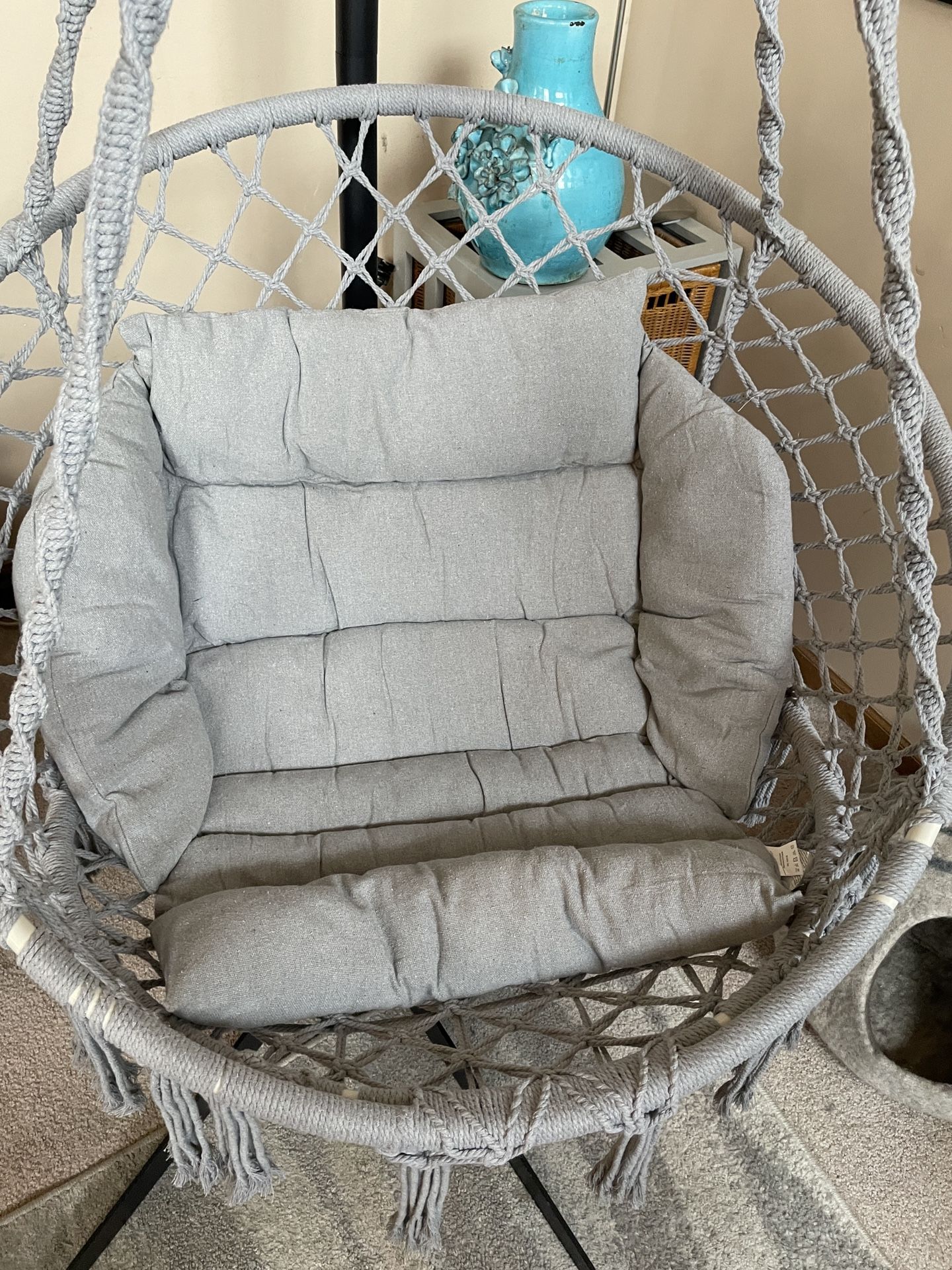 Jumbo Size Hanging Chair Hammock Swing Boho Macrame Sensory Chair With Stand