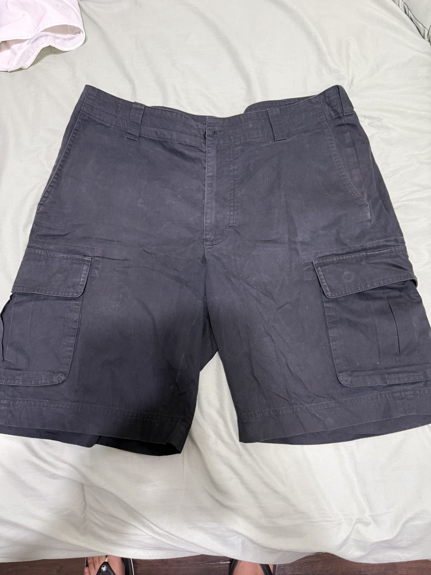 Mens Brooks Brothers Khaki Cargo Shorts W 35 Black Cotton Chino