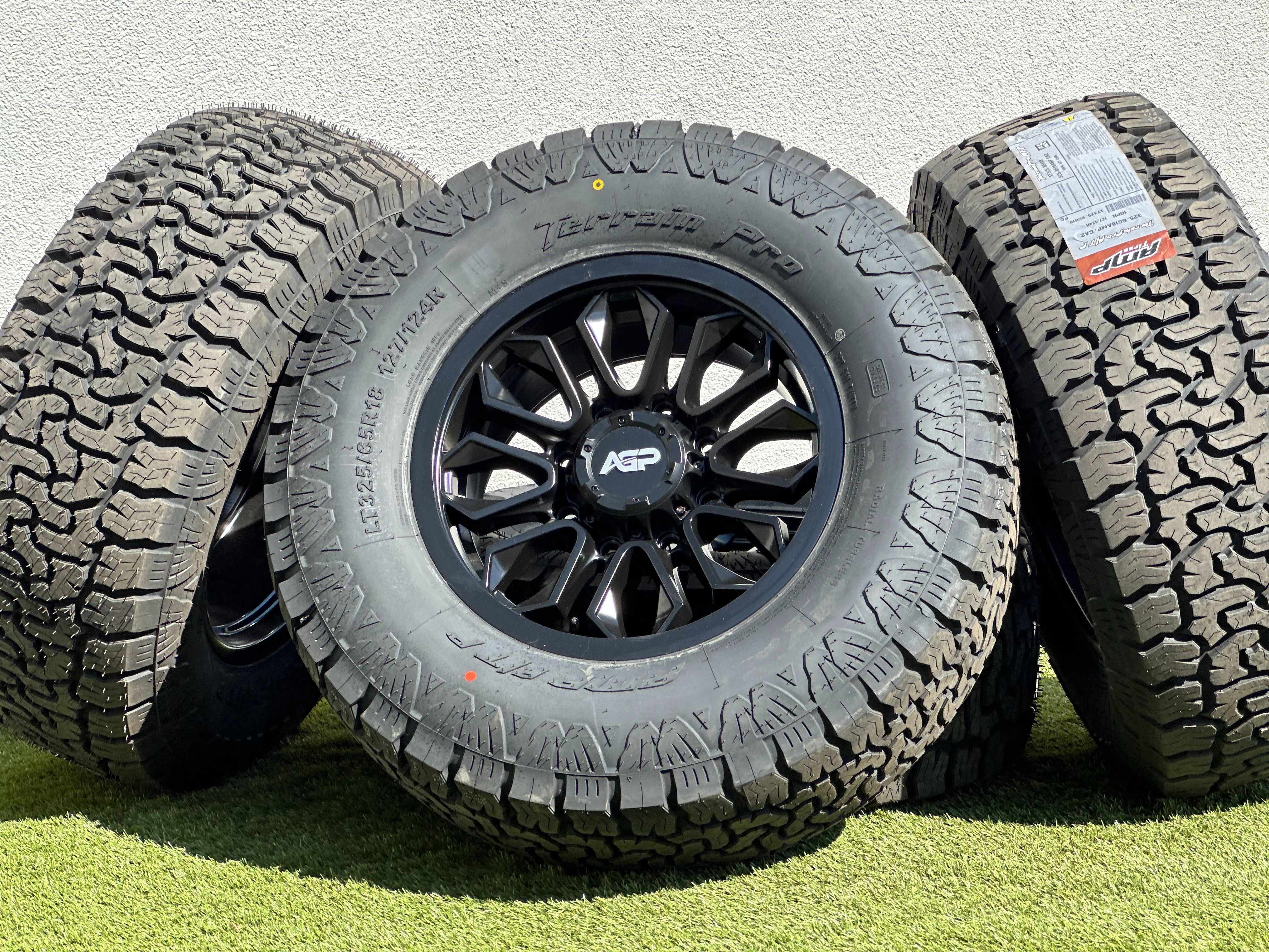 New 18” AGP HD304 Wheels 8x170 F250 Wheels F350 Super Duty Rims 35" Tires A/T F-250 Ford F-350 FX4