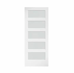 Single 36-in x 84-in White Finished Frosted glass Pine Wood Solid core Sliding Barn Door (Hardware Not Included)