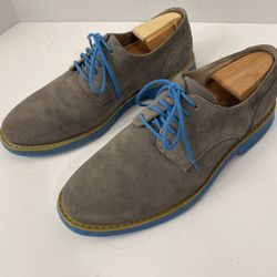 Floraheim Jeremy Men’s Size 9.5 Gray Suede & Blue Soles Casual Oxford Dress Shoes