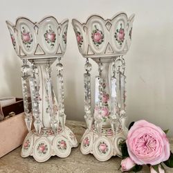 Two Antique Luster Lamps