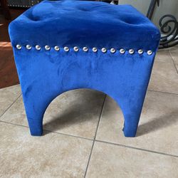 Blue Suede Ottoman 