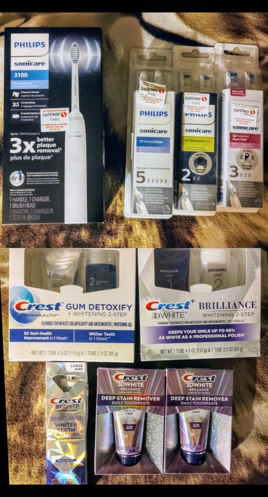 Sonicare Electric Toothbrush, Extra Brush Tips, And Crest 3D Teeth Products - NEW!