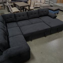 New! Sectional Sofa Bed, Sofabed, Large Sectional Sofa With Pull-out Bed, Sectionals, U-shaped Couch, Sofa With Storage Chaise, Upholstered Sofa Couch