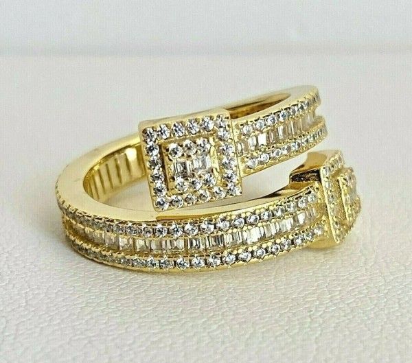 925 Sterling Silver Baguette Iced Band Rings