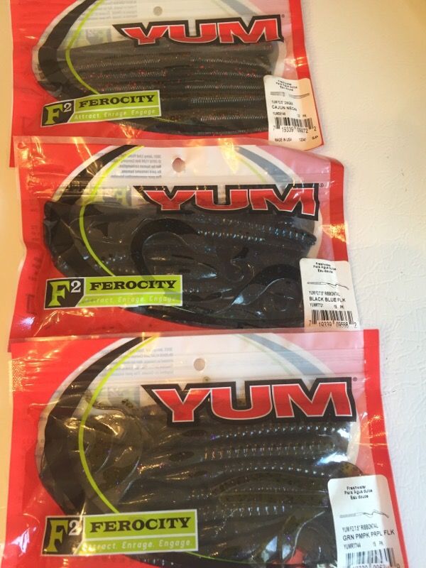 3 packs YUM F2 ferocity soft plastic scented worm baits lures