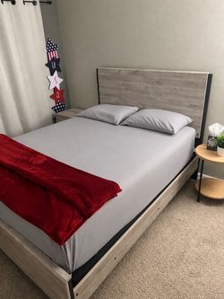 Queen Bed Frame + Matching 2-Drawer Nightstand