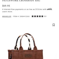 Wrangler Brown Leather Cow Print Bag