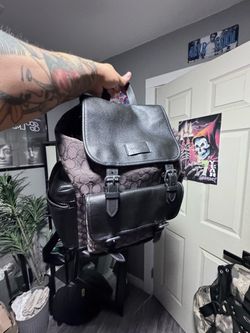 Coach Signature Backpack Black Leather