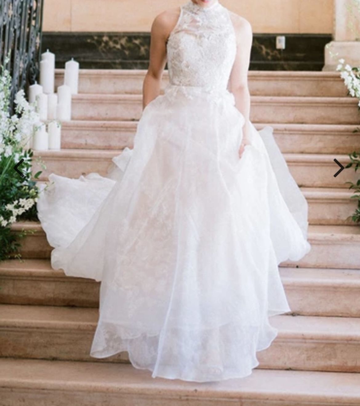 Sleeveless High Neck Lace Wedding Dress