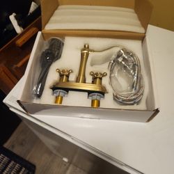 Bathroom Faucet Brushed Gold 4 In. Centerset 