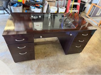 Office desk - walnut style finish.