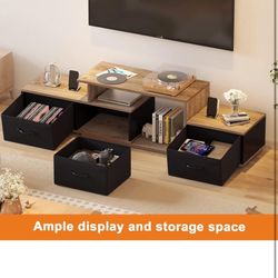 Black TV Stand for 32/55/65/70 inch TV, Entertainment Center for Video Gaming, Modern Television Stands with Storage Drawers, Media Center for Living 