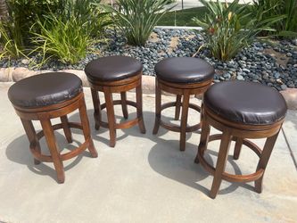 4 Swivel Bar Stools with Leather Seats