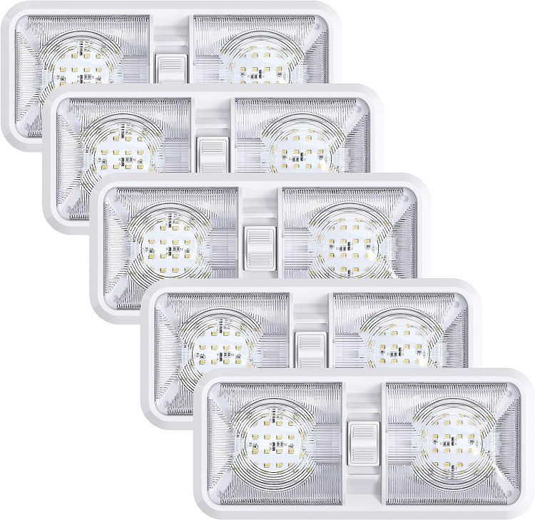 New 5-pack RV Or Boat LED Double Dome Light Fixture