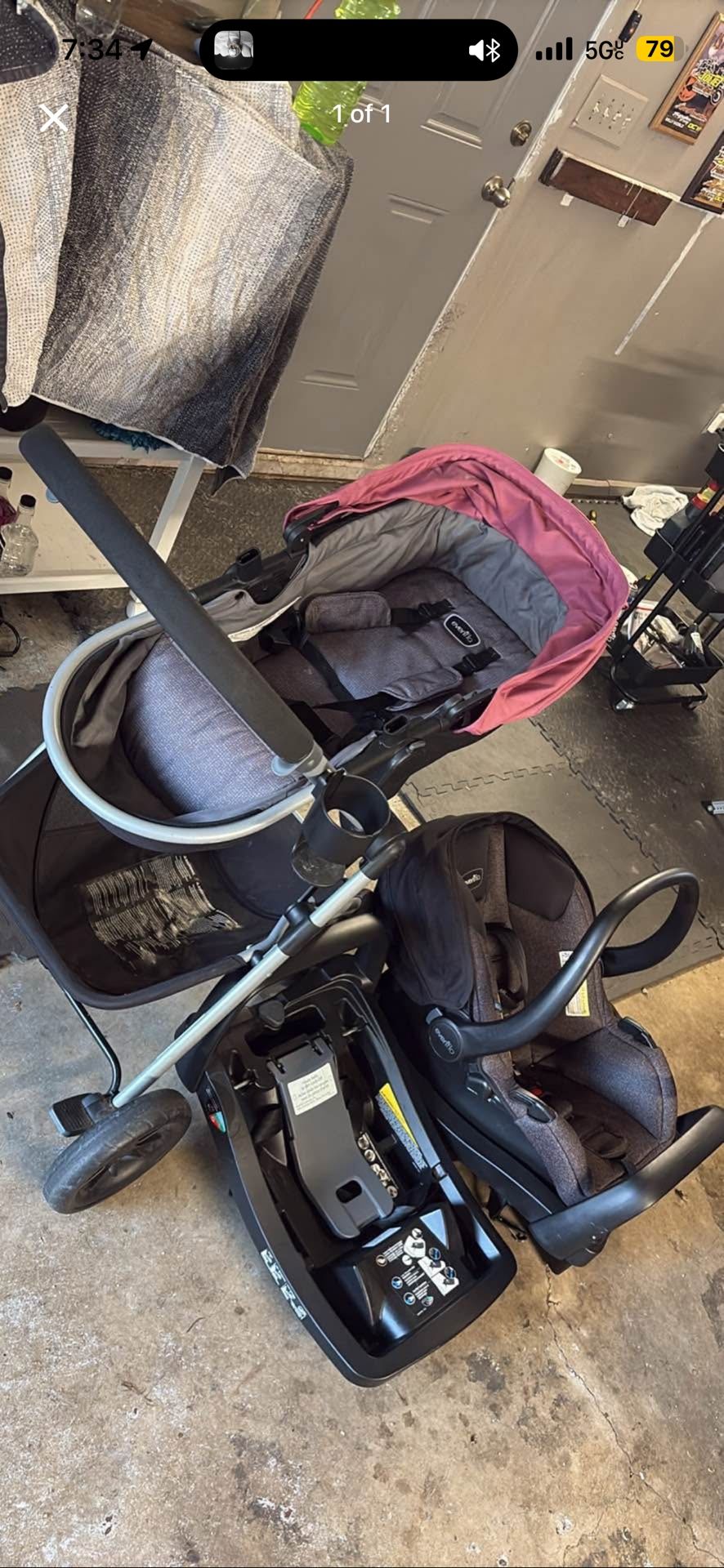 evenflo stroller/car seat/base/bassinet