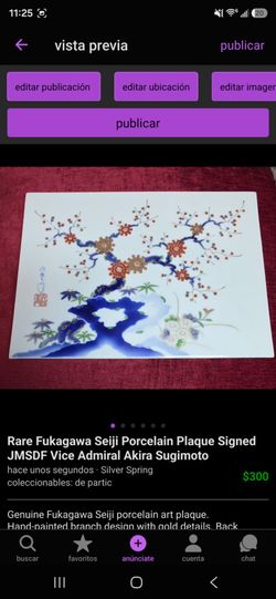Rare Fukagawa Seiji Porcelain Plaque Signed JMSDF Vice Admiral Akira Sugimoto