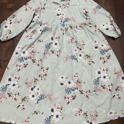 Womans Light Green Flower Dress Size Large By SHEIN #19