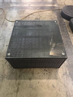 New 25”x25” Black Outdoor Wicker Coffee Table Glass Top