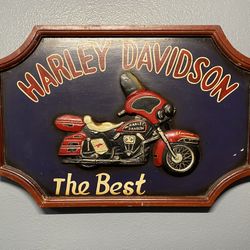 Harley Davidson Custom Wood Carved Wall Hung Plaque