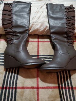 Brown Leather Knee High Boots