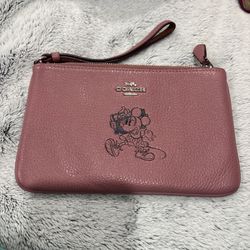Pink Coach Minnie Mouse wristlet limited edition