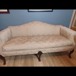 Vintage Victorian Antique Sofa with Neutral Upholstery