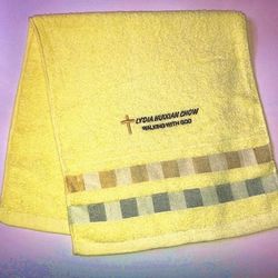 Checkered Fashion Soft  Cotton Embroidery Bath Towel 28 * 13 inchesI ( Yellow )