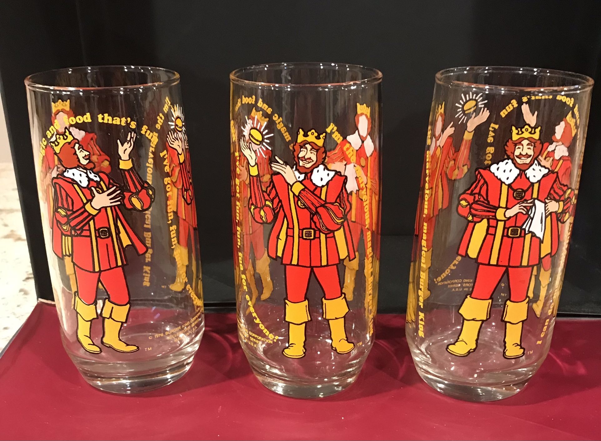 Vintage 1979 Burger King Collectors Glasses - Lot Of 3
