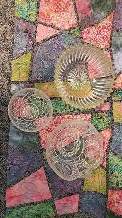 3 VINTAGE GORGEOUS HEAVY GLASS SERVING BOWLS