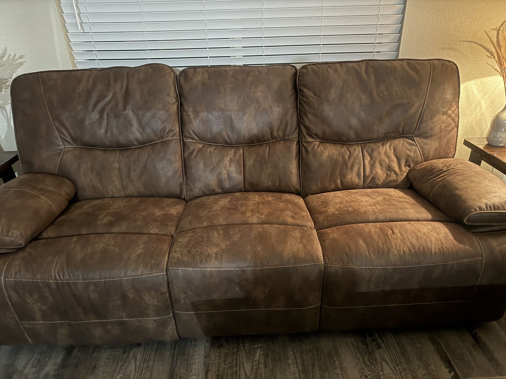 leather couch 2 ends recline 