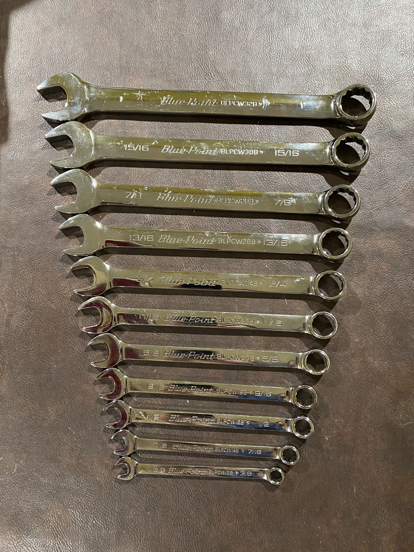 Snap-on Blue-point 11 pc SAE Combination Wrench Set 3/8-1”