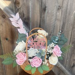 Welcome Baby Girl Flower Basket Gift
