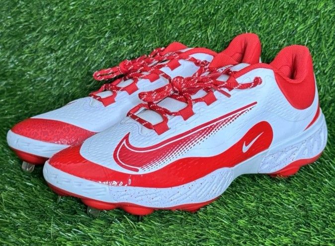 Brand New Nike Alpha Huarache Elite Low Metal White Red Baseball