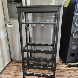 Wine Rack With Glass Shelf 